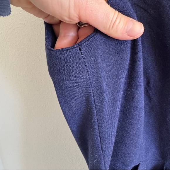 Vintage Navy Blue and Green Embroidered Linen Dress - Picture 6 of 13